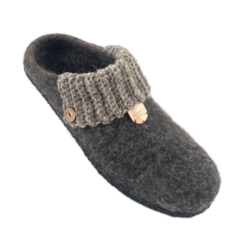 Men's Wool Felt Scuff Slippers NATURAL RUBBER CREPE Sole