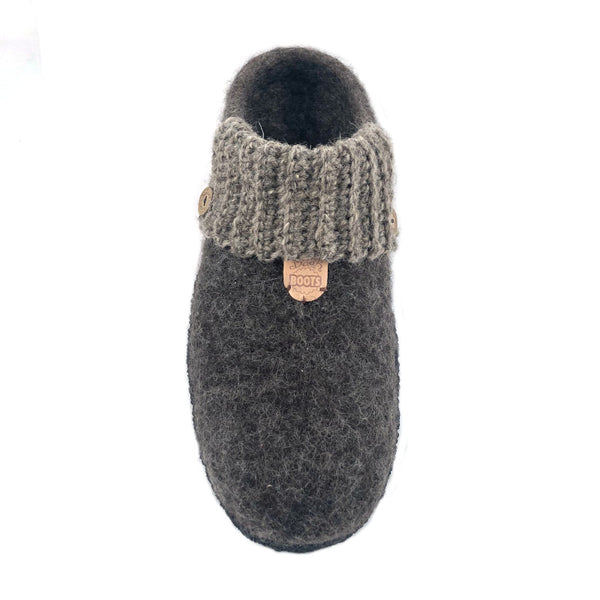 Men's Wool Felt Scuff Slippers LEATHER Sole
