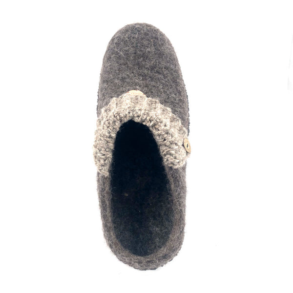 Men's Wool Felt Scuff Slippers LEATHER Sole
