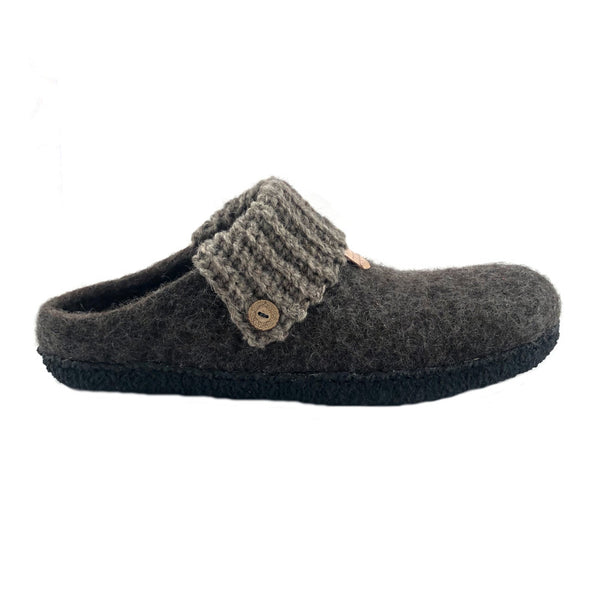 Men's Wool Felt Scuff Slippers LEATHER Sole