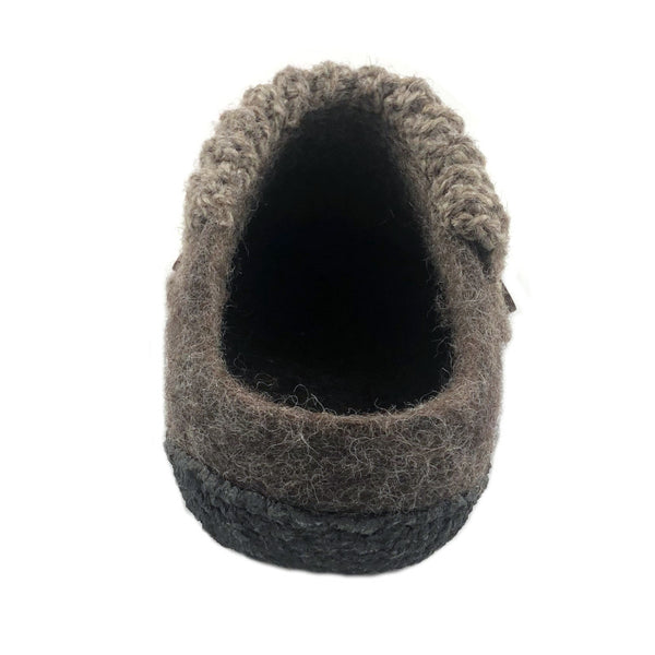 Men's Wool Felt Scuff Slippers LEATHER Sole
