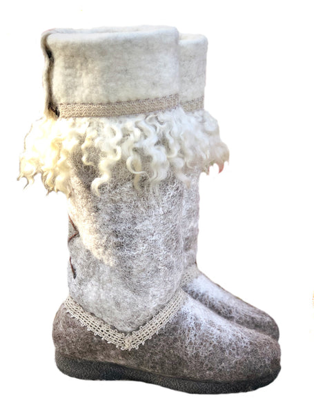 Women's Wool Felt Tall Boots with Locks