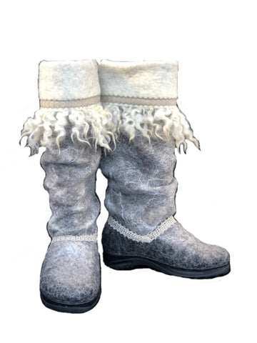 Women's Wool Felt Tall Boots with Locks