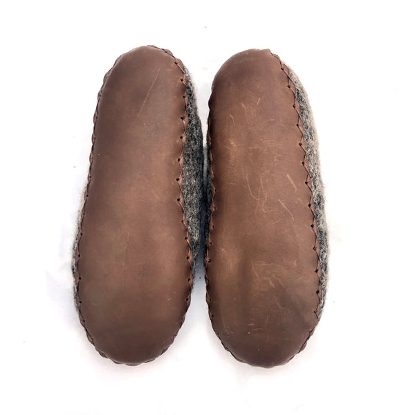 Women's Slippers with High Back, Leather Sole